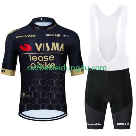Set Kurzarmtrikot + Trägerhose Visma Lease A Bike 2024 Black